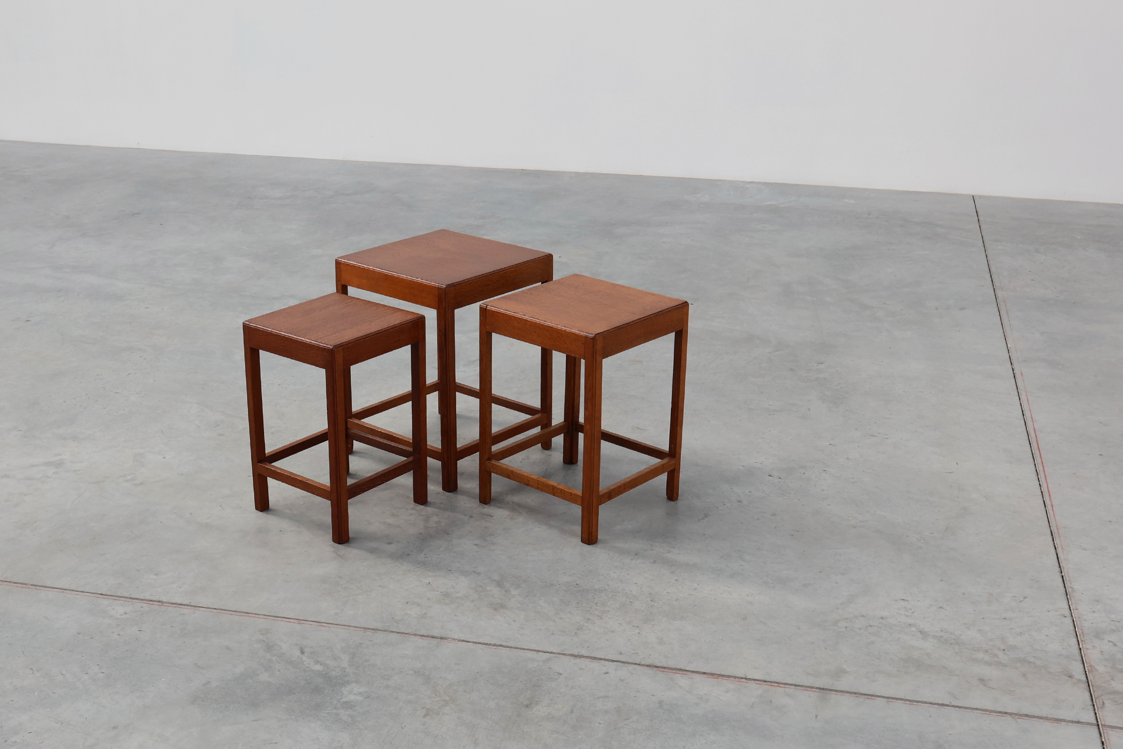 Set of 3 oak wood stacking tables in Art Deco style, France ca. 1925thumbnail